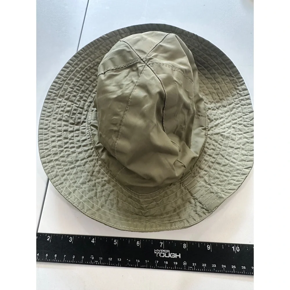 Vintage Eddie Bauer XL Olive Green Fleece Lined Nylon Bucket Hat Sun Hiking Hat